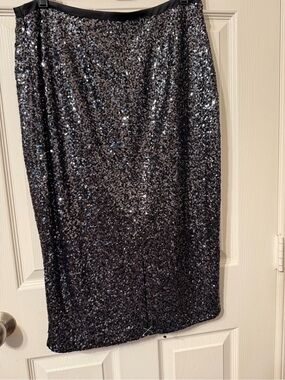 Express Black Sequin Pencil Skirt